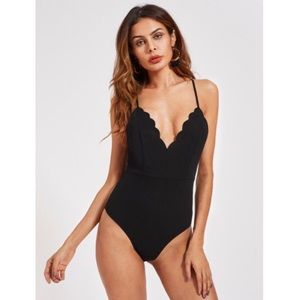 Laura Scalloped Low Cut Bodysuit